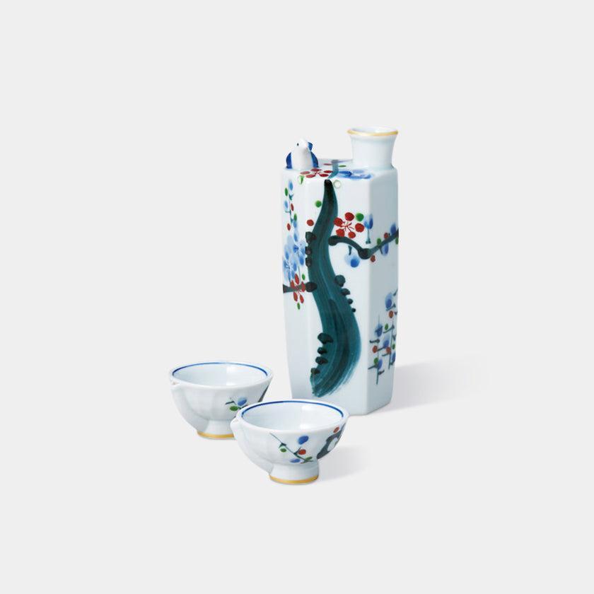 【酒器3点セット】サウンド徳利・盃 (梅木) | 美濃焼 | 丸モ高木陶器