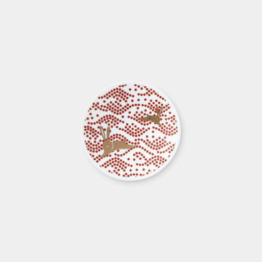 【豆皿】朱金 波うさぎ | 美濃焼 | 丸モ高木陶器