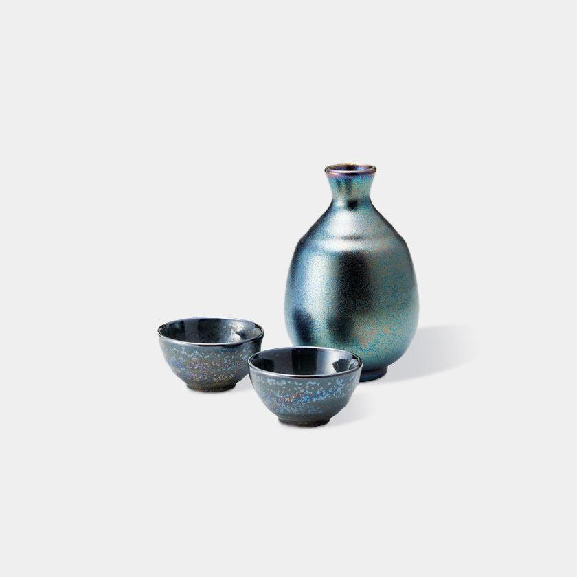 【酒器3点セット】ラスター釉黒 | 美濃焼 | 丸モ高木陶器