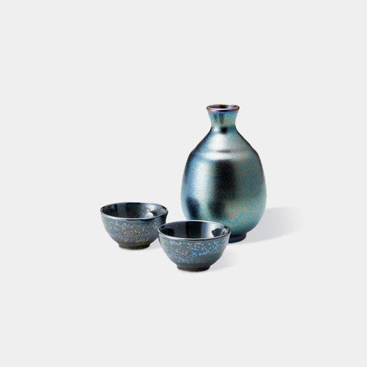 【酒器3点セット】ラスター釉黒 | 美濃焼 | 丸モ高木陶器