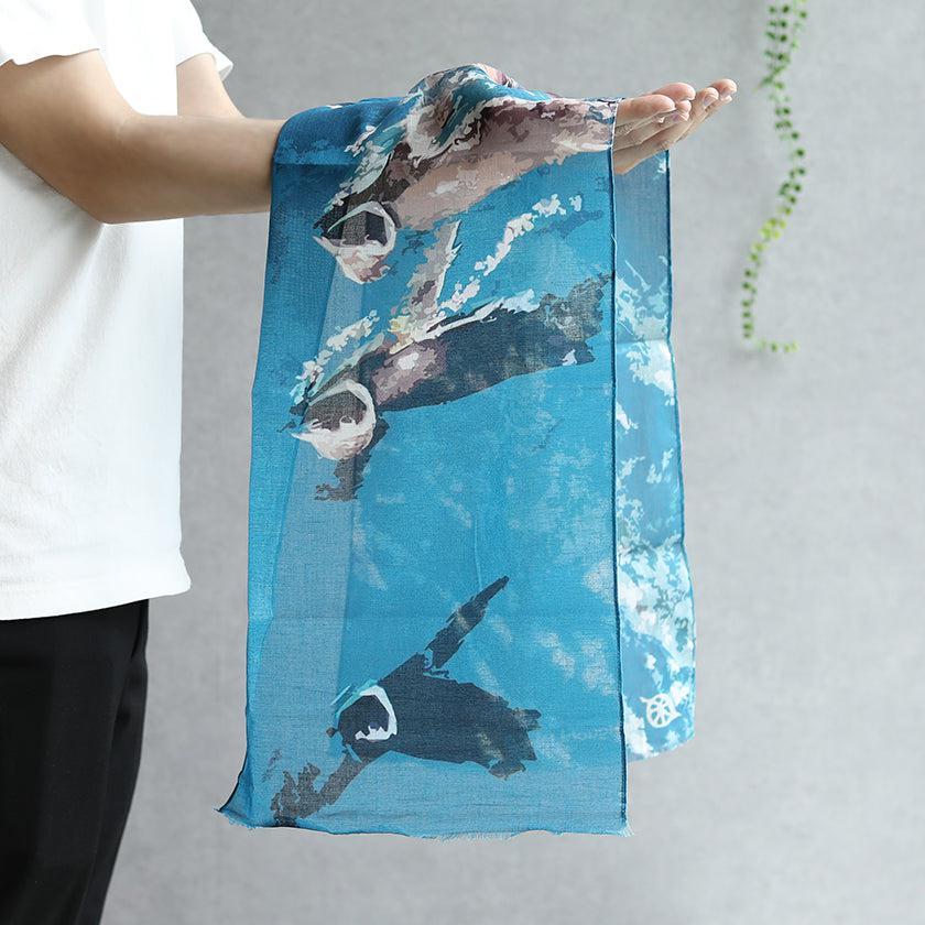【ストール】コットン ペンギン (新水泳) | 京友禅 | 禾口木丙