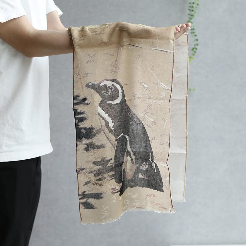 【ストール】コットン ペンギン (丘茶) | 京友禅 | 禾口木丙