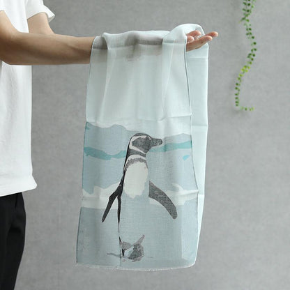 【ストール】コットン ペンギン (マゼラングレー) | 京友禅 | 禾口木丙