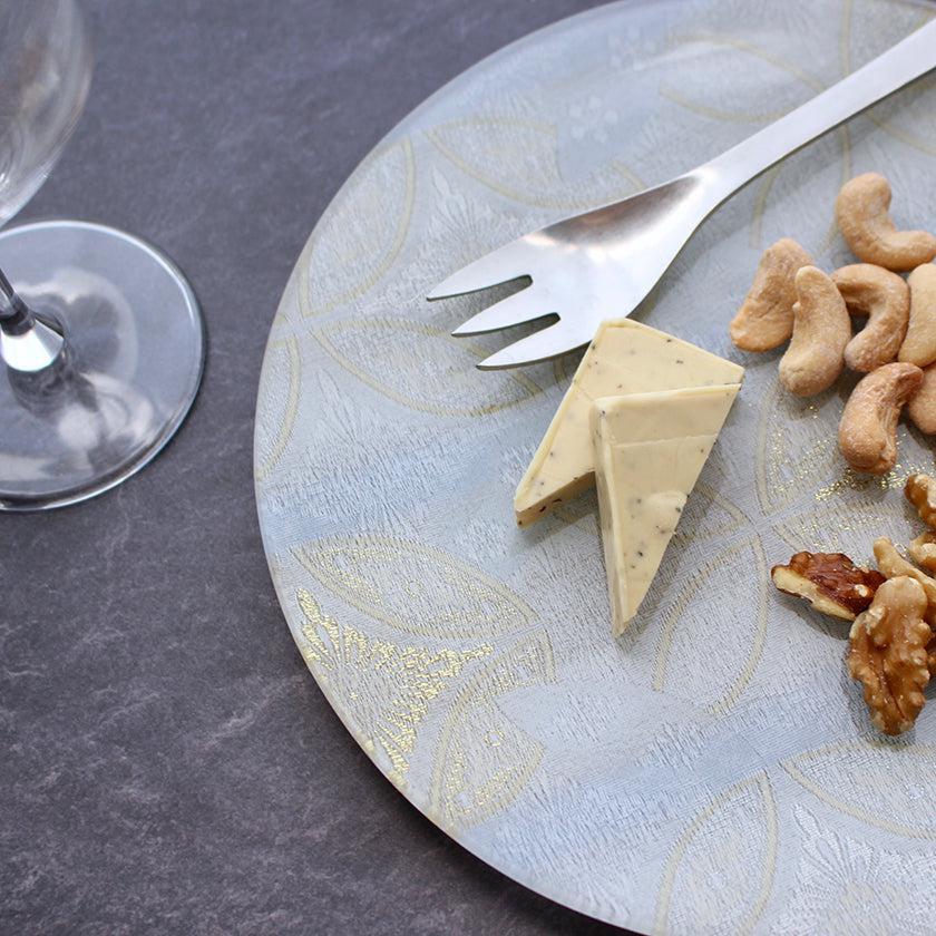 【お皿2点セット】ORI-ZARA (華七宝) ベージュ&ホワイト | 西陣織 | RE:NISTA