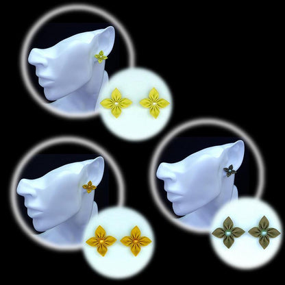【ピアス】クロースフラワーピアス 3点セット (アースカラー 3色) | つまみ細工 | eつまみ