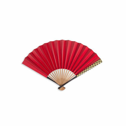 【扇子】柿渋脇漆 市松 赤黒 (男女兼用) | 金沢箔 | 箔一