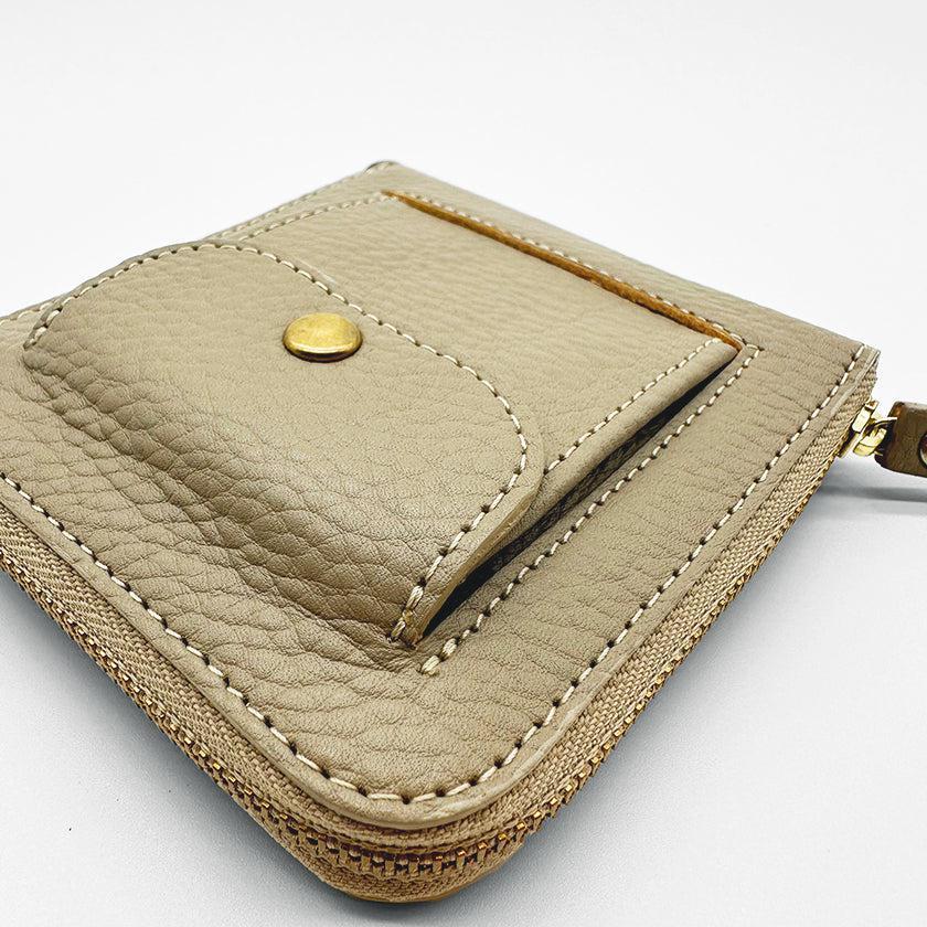 【本革キーケース】SMART MOVE! -type2 | コインポケットタイプ- Mica Beige (雲母の京唐紙) | 革加工 | RAKUKEI