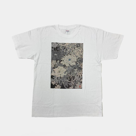 【Tシャツ】花モノクロ 白 フリーサイズ | 加賀友禅 | J.Flavor * 菊田宏幸