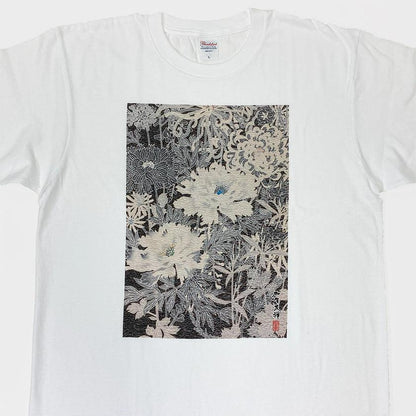 【Tシャツ】花モノクロ 白 フリーサイズ | 加賀友禅 | J.Flavor * 菊田宏幸