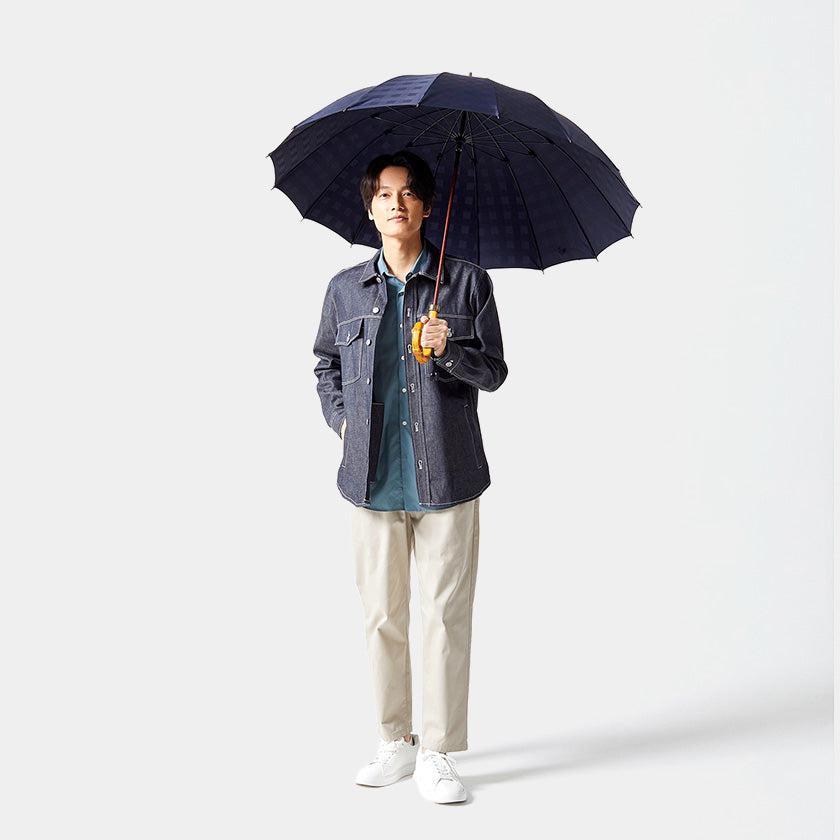 【雨傘】紳士 チェス ロング カーボン (ネイビー) | 東京洋傘 | 宮内庁御用達 前原光榮傘商店