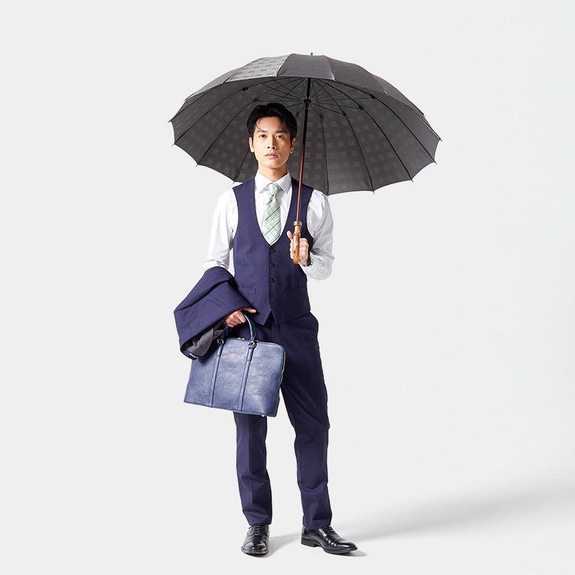 【雨傘】紳士 チェス ロング カーボン (グレー) | 東京洋傘 | 宮内庁御用達 前原光榮傘商店