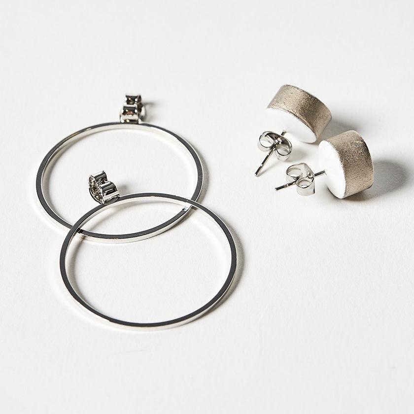【ピアス】白磁シルバー | 有田焼 | 6.kiln