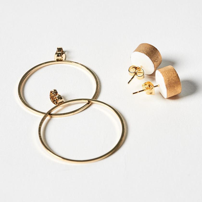 【ピアス】白磁ゴールド | 有田焼 | 6.kiln