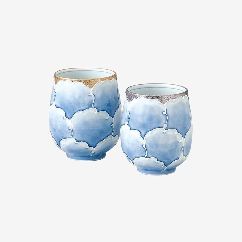 【湯呑ペア】プラチナ牡丹 組湯呑 | 波佐見焼 | 西海陶器
