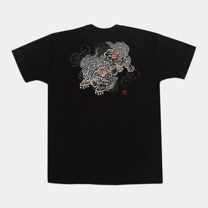 唐獅子牡丹圖案 絲網印花 T恤