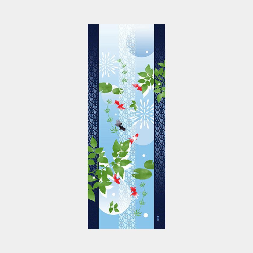 【手ぬぐい】絵てぬぐい 青海波金魚 | 横浜捺染 | 濱文様