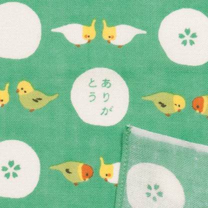【ハンカチ】ひとことはんかち ありがとうインコ | 横浜捺染 | 濱文様