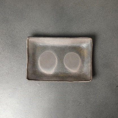 炻器 瀬戸焼 長方盤 竹內真吾款