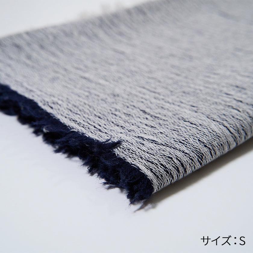 播州織 藏藍色棉羊毛 圍巾 FUJI GAUZE