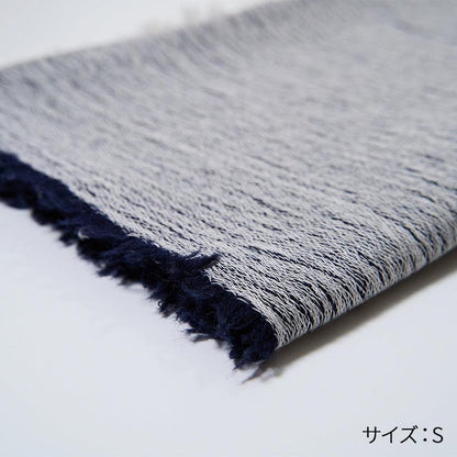播州織 藏藍色棉羊毛 圍巾 FUJI GAUZE