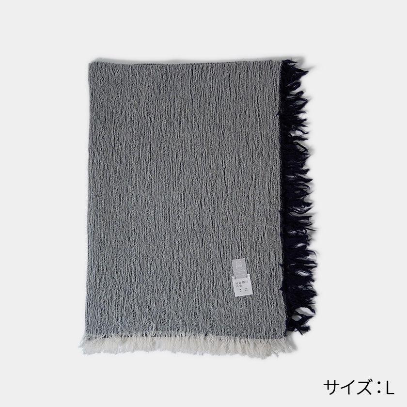 播州織 藏藍色棉羊毛 圍巾 FUJI GAUZE