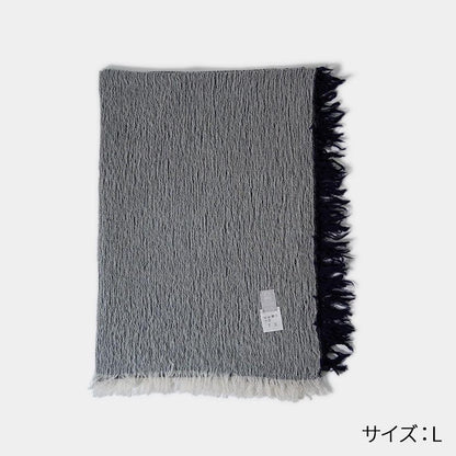 播州織 藏藍色棉羊毛 圍巾 FUJI GAUZE