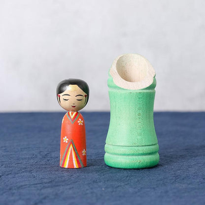 【こけし】かぐや姫こけし 緑竹 | 土湯伝統こけし |近野明裕
