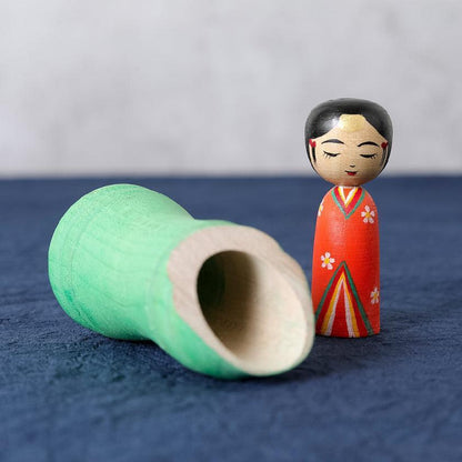 【こけし】かぐや姫こけし 緑竹 | 土湯伝統こけし |近野明裕