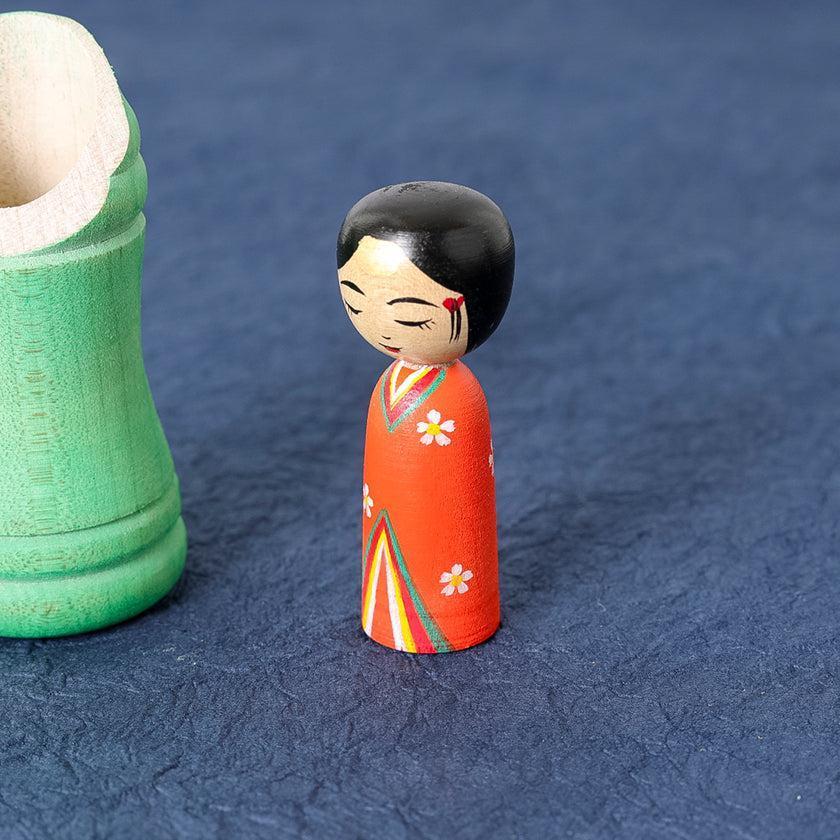 【こけし】かぐや姫こけし 緑竹 | 土湯伝統こけし |近野明裕