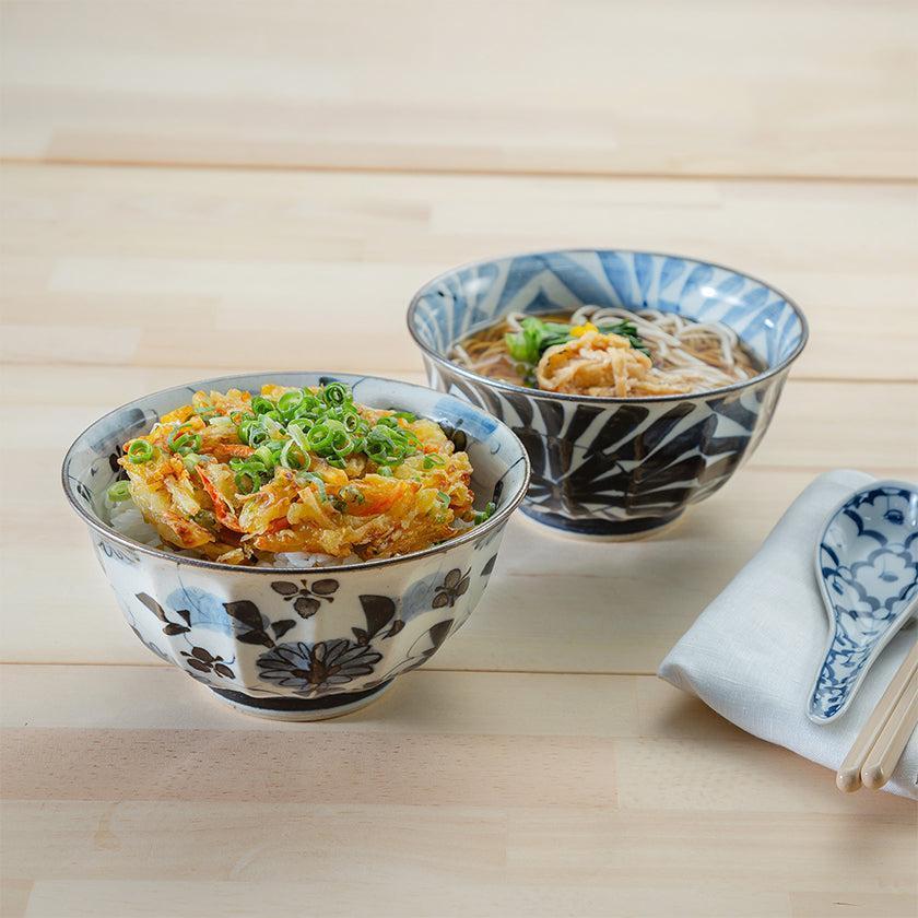 【丼 ペアセット】古染紋 手描き多用丼 | 波佐見焼 | 西海陶器