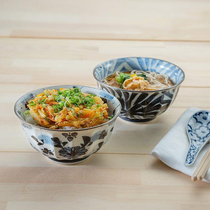 【丼 ペアセット】古染紋 手描き多用丼 | 波佐見焼 | 西海陶器