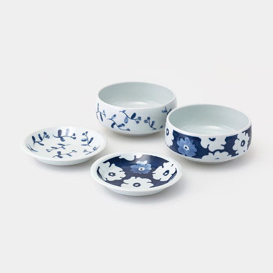 【小皿&小鉢 ペアセット】藍花 小皿&小鉢 | 波佐見焼 | 西海陶器