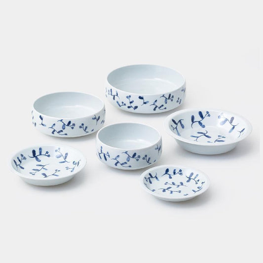 【皿&鉢 6個セット】藍花 入れ子皿&鉢 | 波佐見焼 | 西海陶器
