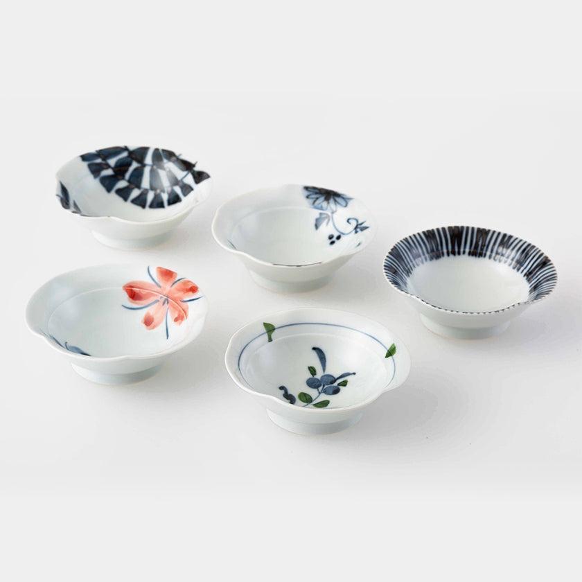 【小鉢 5個セット】古染絵変り なぶり小付揃 | 波佐見焼 | 西海陶器