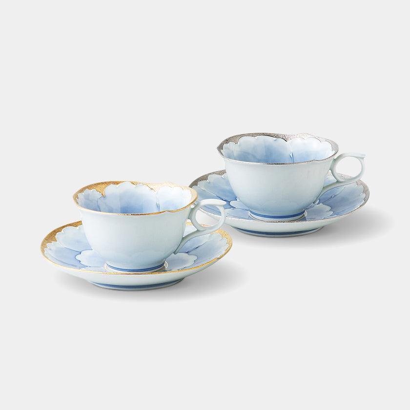 【カップ ペアセット】プラチナ牡丹 コーヒー碗皿ペア | 波佐見焼 | 西海陶器
