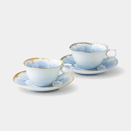 【カップ ペアセット】プラチナ牡丹 コーヒー碗皿ペア | 波佐見焼 | 西海陶器