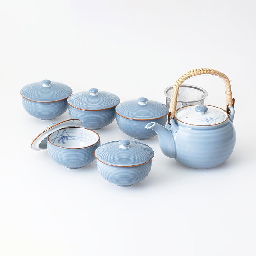【茶器 6点セット】グレー蘭 蓋付茶器揃 | 波佐見焼 | 西海陶器