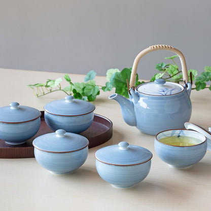 【茶器 6点セット】グレー蘭 蓋付茶器揃 | 波佐見焼 | 西海陶器