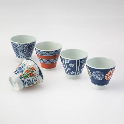 【カップ 5個セット】染錦文様 カップ揃 | 波佐見焼 | 西海陶器