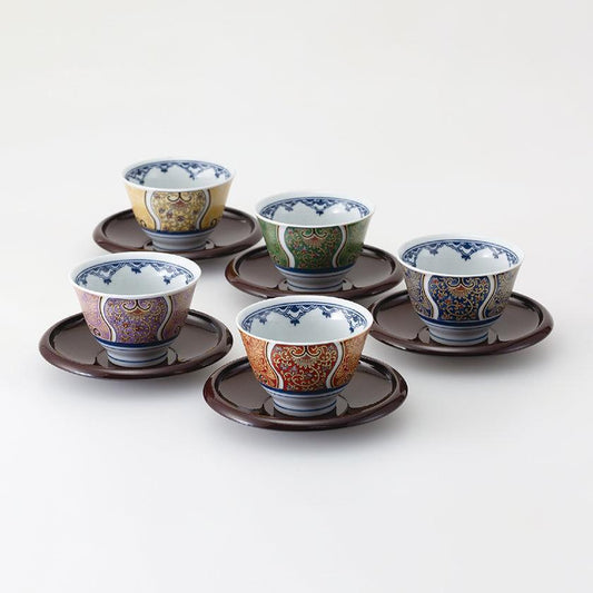 【湯呑 5点セット】献上古伊万里 茶托付仙茶揃 | 波佐見焼 | 西海陶器