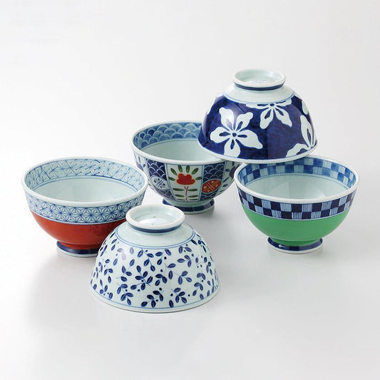 【茶碗 5個セット】染錦絵変り 軽量飯碗揃 | 波佐見焼 | 西海陶器