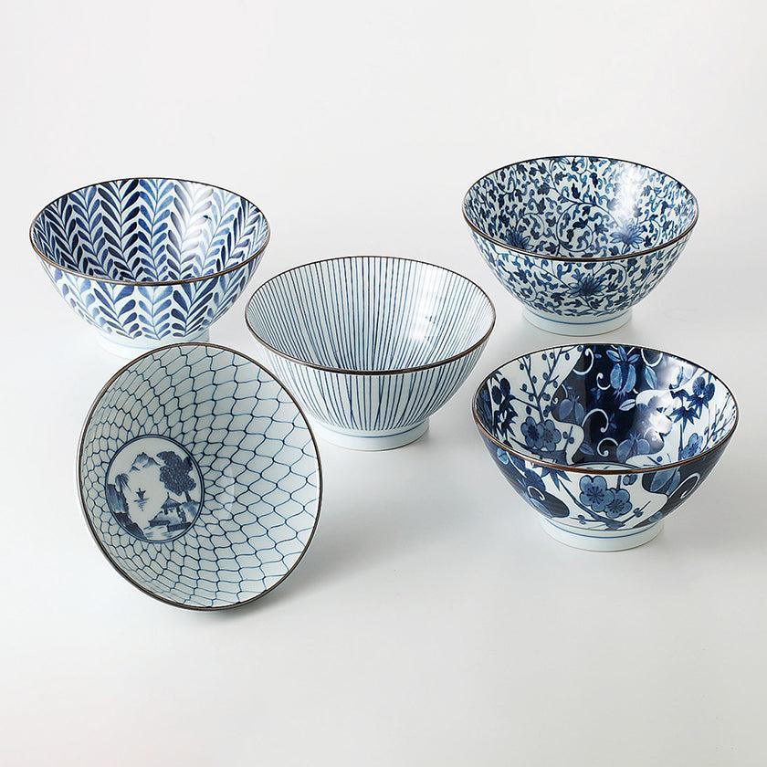 【鉢 5個セット】藍絵変り 反丼揃 | 波佐見焼 | 西海陶器