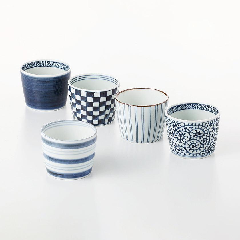 【カップ 5点セット】藍屋絵変り カップ揃 | 波佐見焼 | 西海陶器