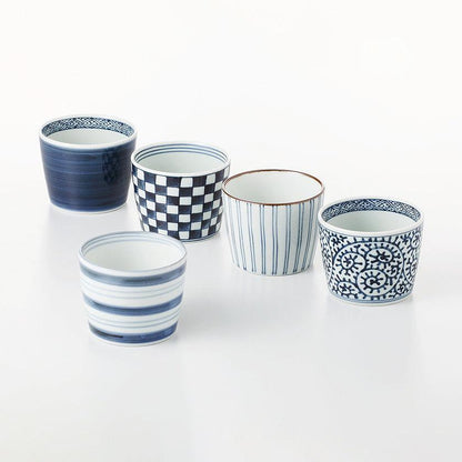 【カップ 5点セット】藍屋絵変り カップ揃 | 波佐見焼 | 西海陶器