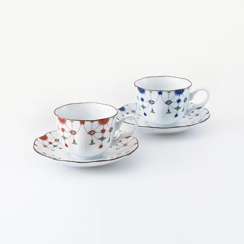 【コーヒーカップ ペア】瓔珞文 珈琲碗皿 | 波佐見焼 | 西海陶器