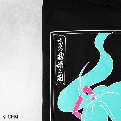 初音未來（初音未來） 手捺染 黑色 T恤 冬奇ver.