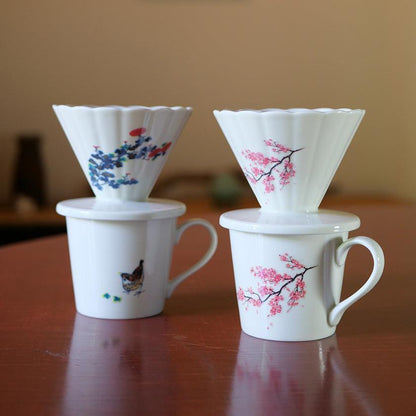 【マグカップ】温感 千鳥 (花と鳥) | 美濃焼 | 丸モ高木陶器