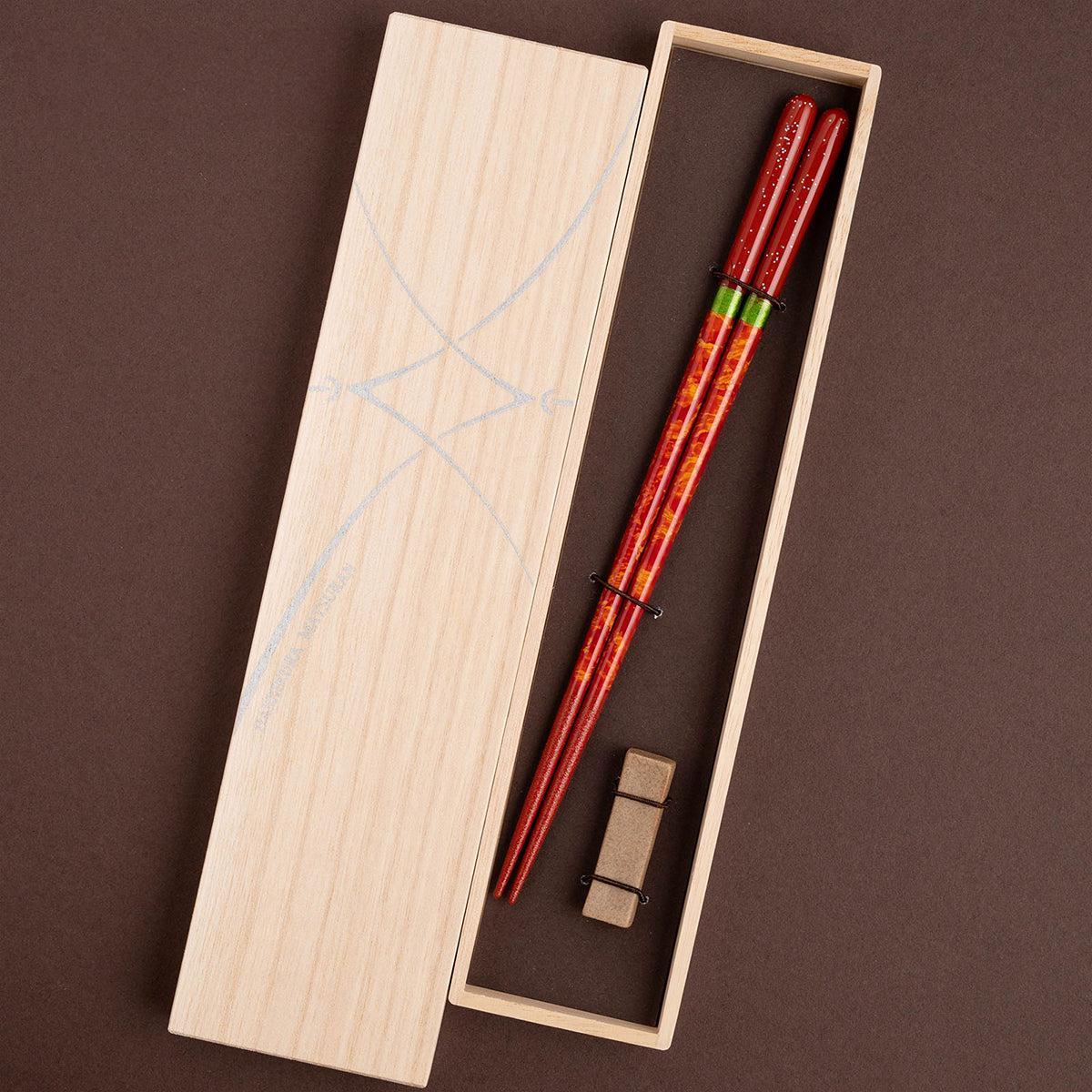 【箸 筆描き】夜空 暁 砂岩箸置付 22.5cm 桐箱 日本製 結晶