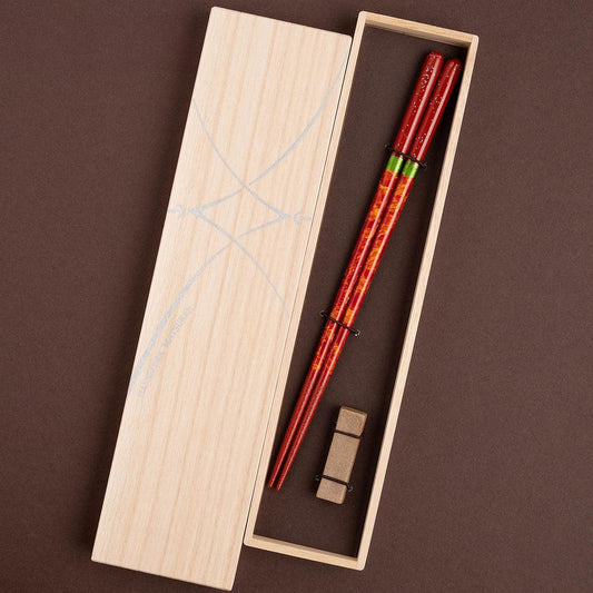 【箸 筆描き】夜空 暁 砂岩箸置付 22.5cm 桐箱 日本製 結晶