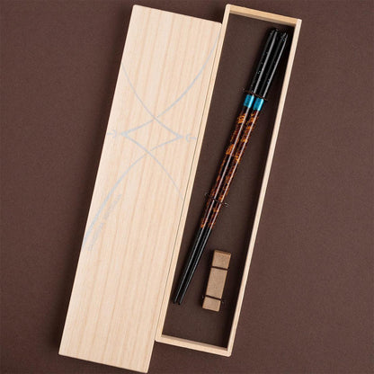 【箸】 夜空 宵 砂岩箸置付 (22.5cm) 桐箱 | 筆描き | 結晶